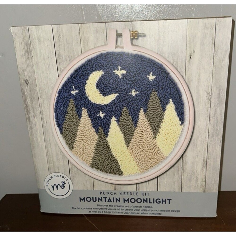 Creative World of Crafts Punch Needle Kit Mountain Moonlight NIB